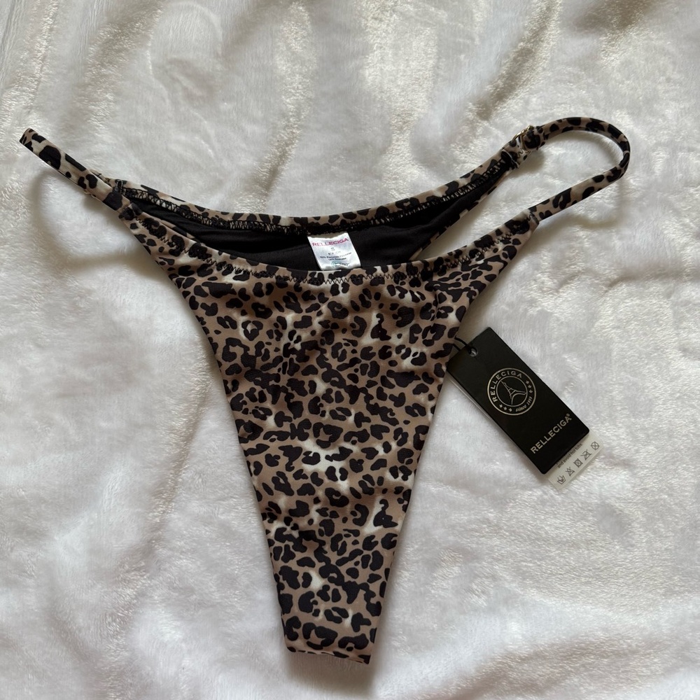 RELLECIGA Leopard Print Cheeky Bikini Bottom in Brown & Black